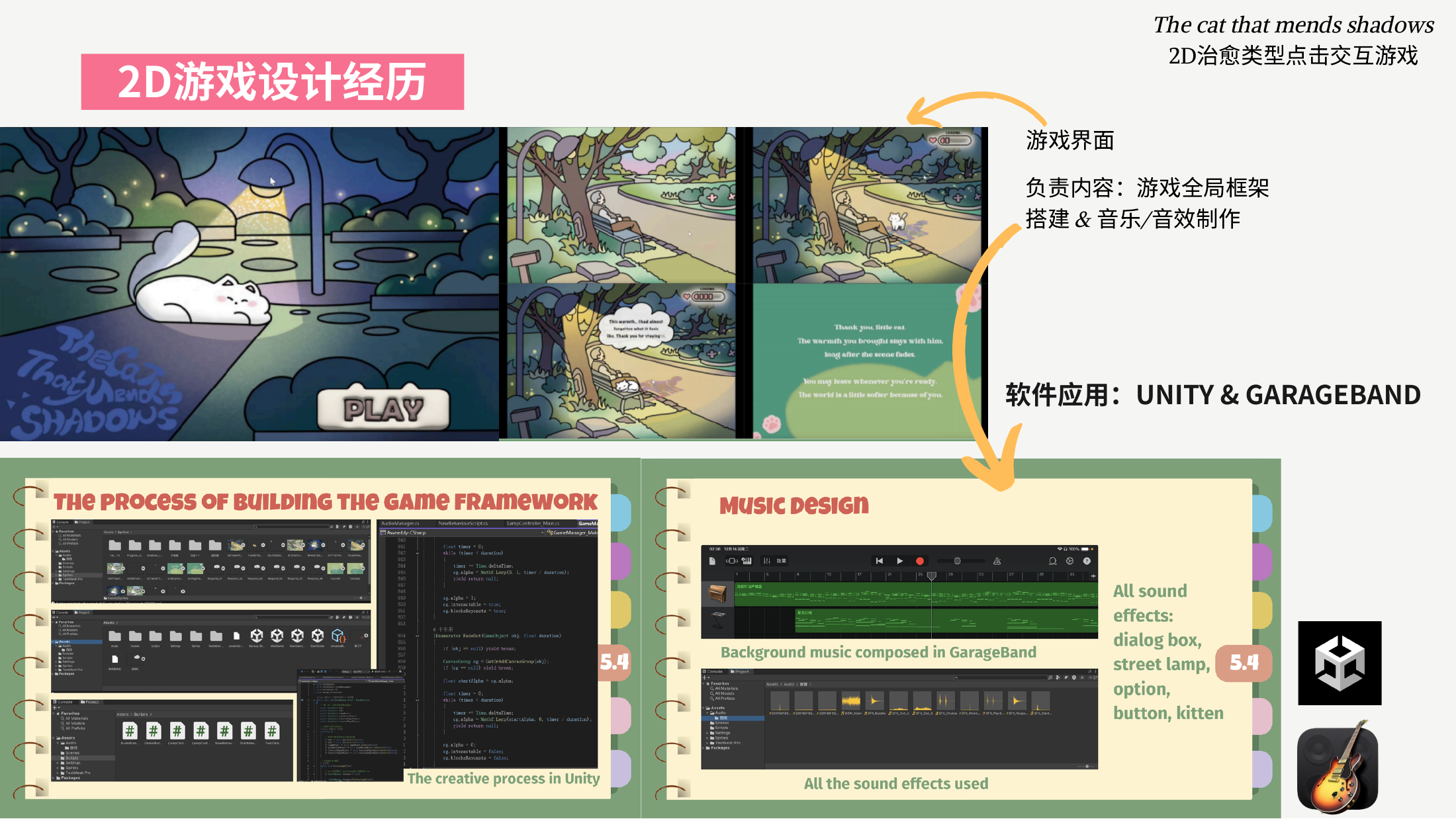 The Cat That Mends Shadows 2D game screens